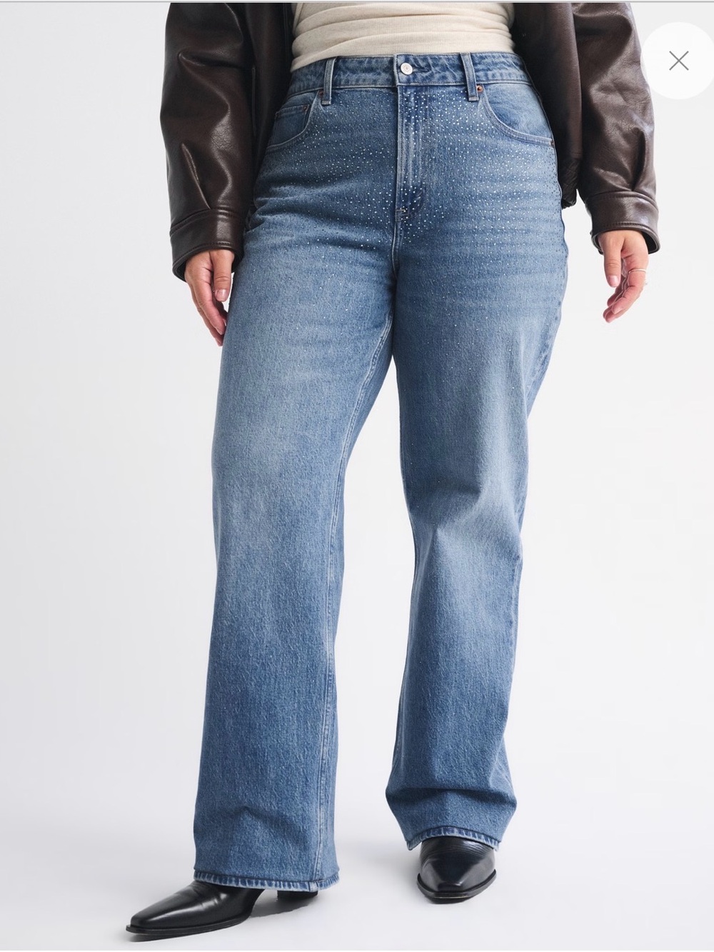 Abercrombie & Fitch Curve Light Blue Wide-Leg Jeans